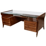 HERO CONSUME Paolo Buffa Walnut, Marquetry and Parquetry Inlaid Desk 1950s