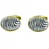 HERO CONSUME ENGLISH 18K GOLD REVERSE PAINTING ZEBRA ROCK CRYSTAL CUFFLINKS