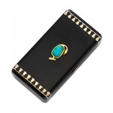 HERO CONSUME CARTIER ART DECO EGYPTIAN REVIVAL ENAMEL TURQUOISE AND SILVER GILT CASE (C1920)