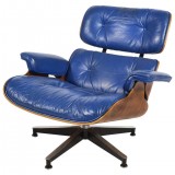 HERO CONSUME EAMES 670 CHAIR WITH COBALT BLUE LEATHER BY HERMAN MILLER (c1960s)