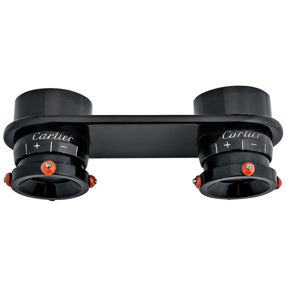 HERO CONSUME Cartier Paris Art Deco Black Lacquer Coral Diamond Binoculars