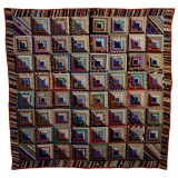HERO CONSUME STRAIGH FURROWS LOG CABIN QUILT 1870s